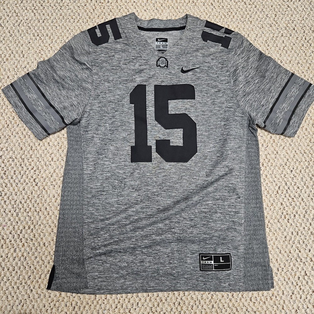 RARE Nike Ohio State Buckeyes Gridiron Grey Alternate Football Jersey #15 Size L